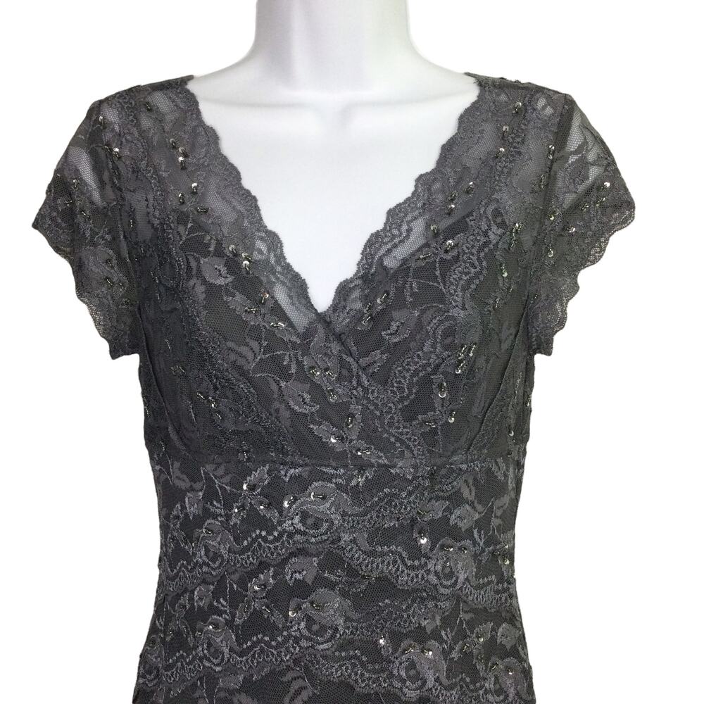 Marina Glam Sophisticated Sequins Beaded Classy Tiered Lace Timeless Dress 4